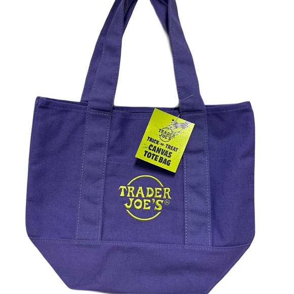 Trader Joe'S Handbags - Trader Joe's Purple Canvas Trick or Treat MINI Tote Bag